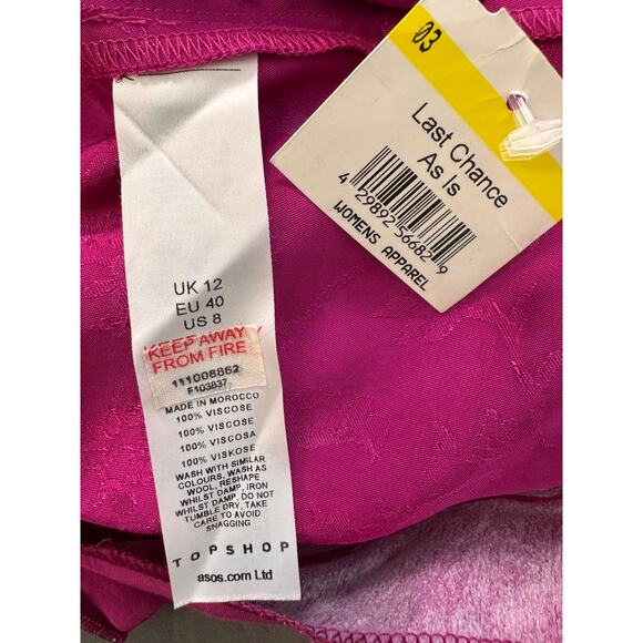 New TOPSHOP NORDSTROM Pink Flower Print Jacquard One Shoulder Top Size 8 - Picture 7 of 8